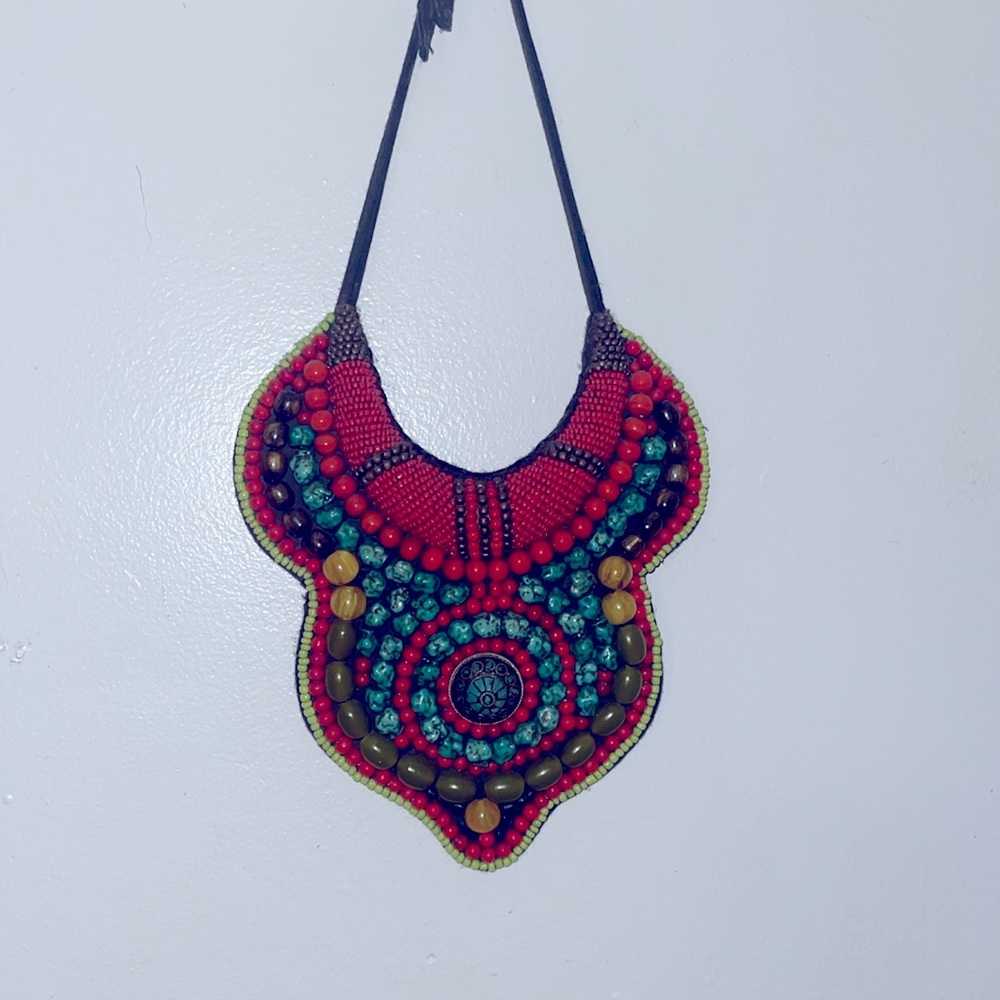TIBETAN Beaded Bib Collar Necklace, turquoise coral, boho, gypsy, tribal, ethnic